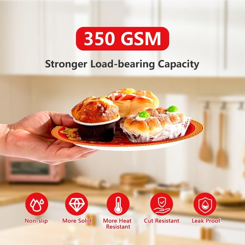 Greencian 200Pcs Chinese New Year Decorations Lunar New Year Paper Plates and Napkins Spring Festival DisposableTableware for 2026 Happy Chinese Spring Festival Decorations Serves 50