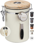 Veken Coffee Canister - Airtight Stainless Steel Food Storage Container with Window & Date Tracker | 22oz Cream