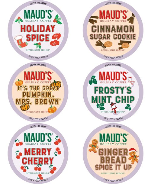 Maud's Holiday Blend Coffee Pods - 42 Count Variety Pack | 6 Assorted Medium Roast Flavors, 100% Arabica