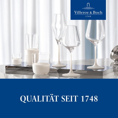 Villeroy & Boch - Manufacture Rock Blanc Whisky Tumbler Set, 4 pcs. Set of Drinking Glasses for Whisky and Cocktails, 12.5 oz, Crystal Glass, Matte White Slate Look