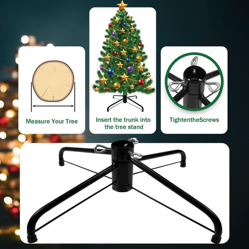 DIDOSJME Metal Chritstmas Tree Stand, 16.55 Inch Christmas Tree Stand for 3 to 7ft Christmas Trees,fits 0.5-1.35 inch Pole,Folding Christmas Tree Stand