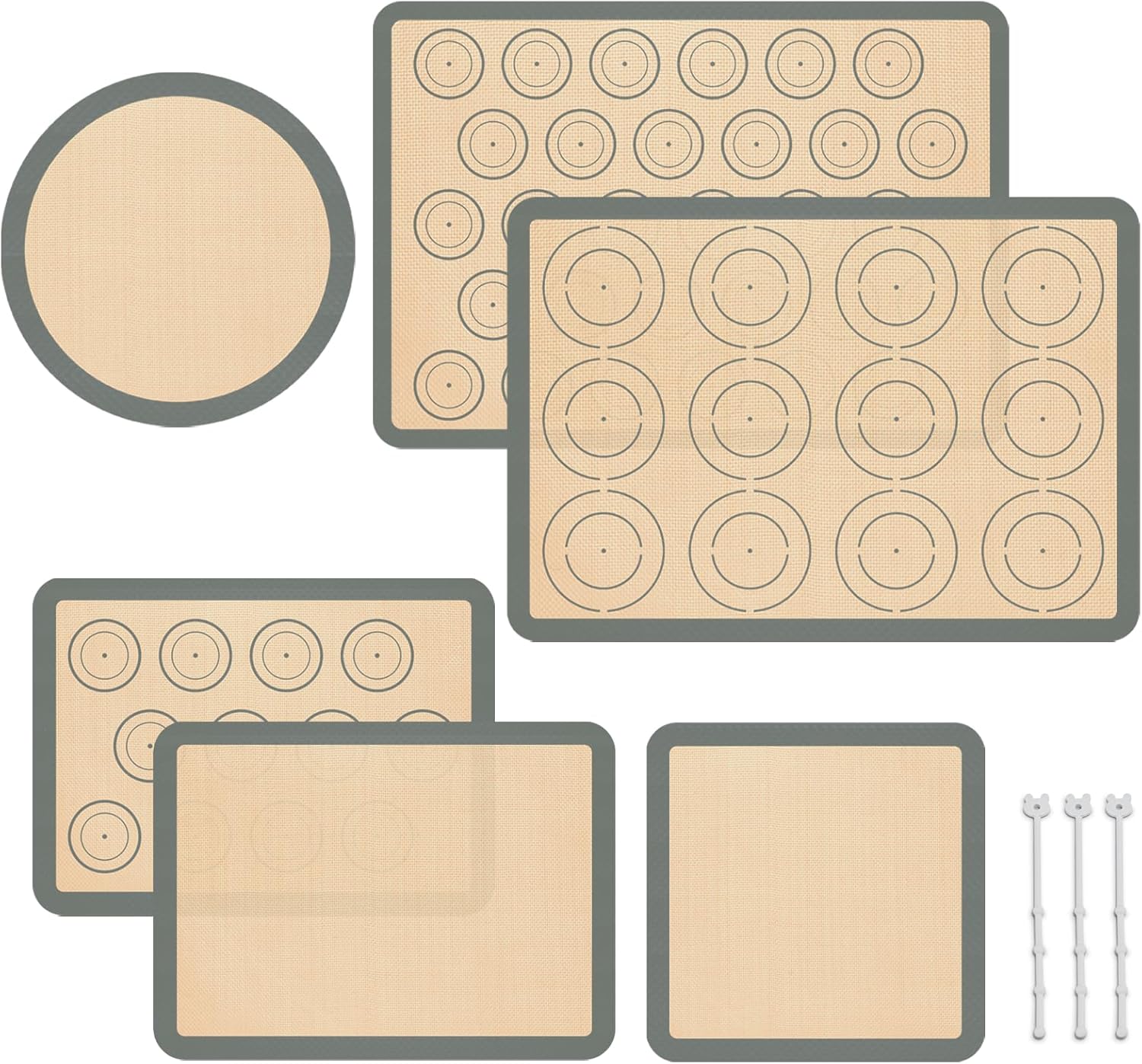 Skiennix Silicone Baking Mat Set of 6 - Non-Stick Baking Sheets for Macarons, Cookies & More