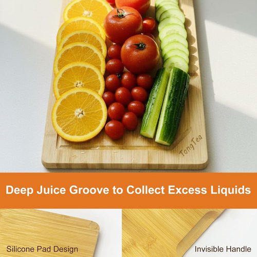 Bamboo Cutting Board Set - 3-Piece Kitchen Prep Station with Stand & Stainless Steel Defrosting Tray