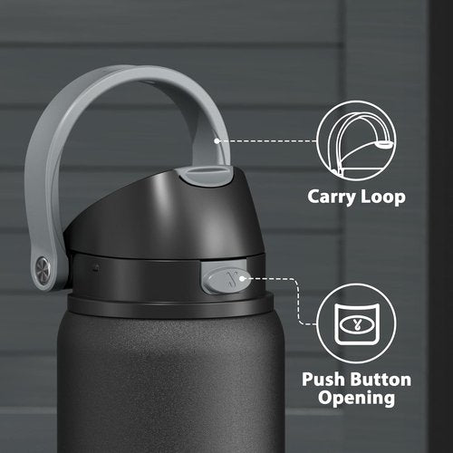 Meoky Stainless Steel Insulated Water Bottle - 32 oz, 2-in-1 Straw & Spout Lid, Leak Proof, BPA-Free