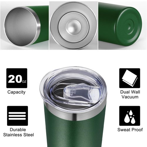 VEGOND Stainless Steel Tumblers Bulk 12 Pack, 20 oz Vacuum Insulated Skinny Tumblers with Lids and Straws, Double Wall Coffee Mug, Travel Water Cup