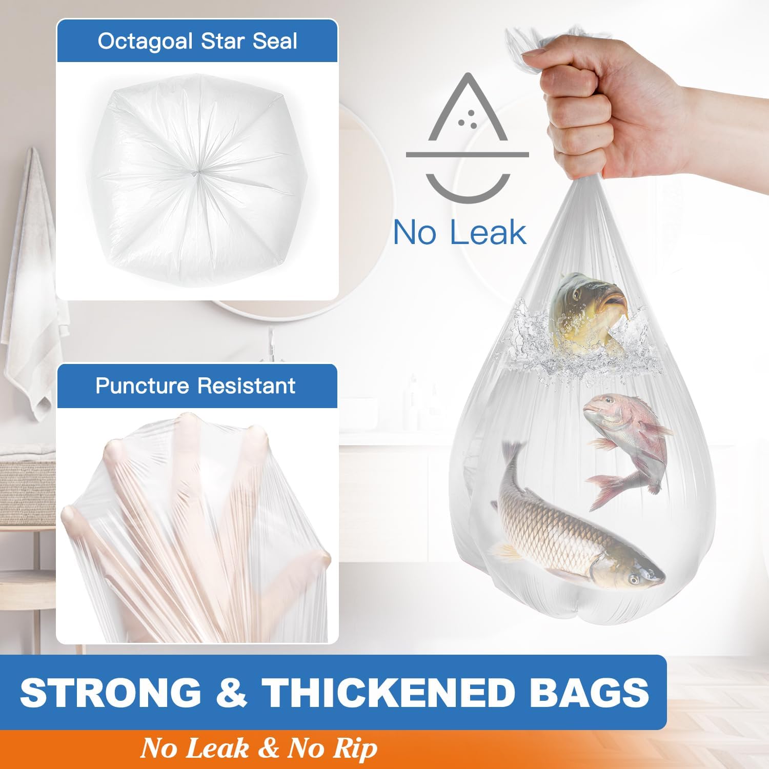 Small Trash Bags - 4 Gallon | 105 Count Unscented Mini Garbage Bags for Bedroom, Office & Kitchen