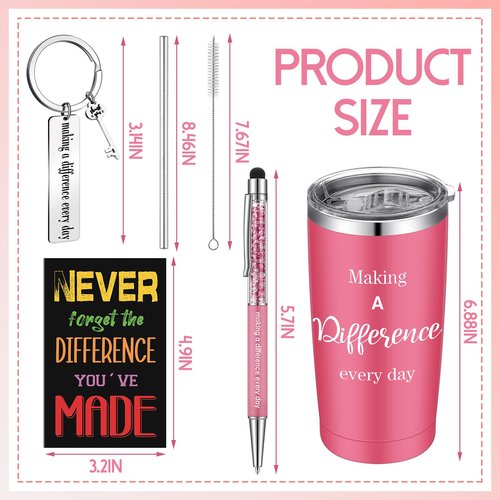 Uiifan Set of 48 Inspirational Gifts for Women 20 oz Stainless Steel Insulated Tumbler with Keychain Mini Journal Pens Thank You Coworker Employee Teacher Motivational Gift for Christmas Birthday