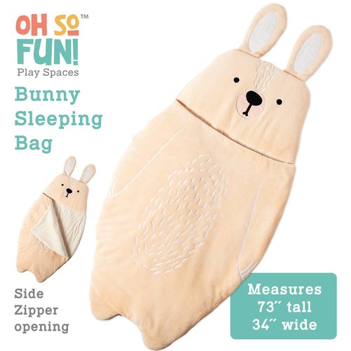 MindWare Oh So Fun! Bunny Sleeping Bag – Child Sleeping Bag for Kids Ages 3 & Up