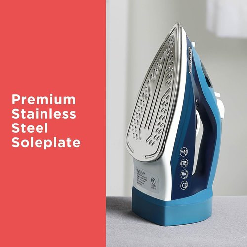 BLACK+DECKER Steam Iron - 1200W with Retractable Cord, Vertical Steaming & Anti-Drip Design