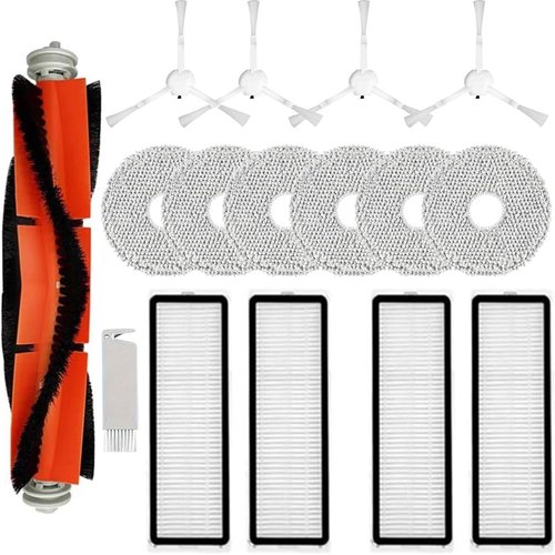 vacuum universal parts Universal compatible For Robot Vacuum Cleaner xiaomi S10 Plus+ Accessories,1 Main Brush,4 Filter,4 Side Brushes,6 Mop Pads,1 Cleaning tool Accessories Kits(16PCS)