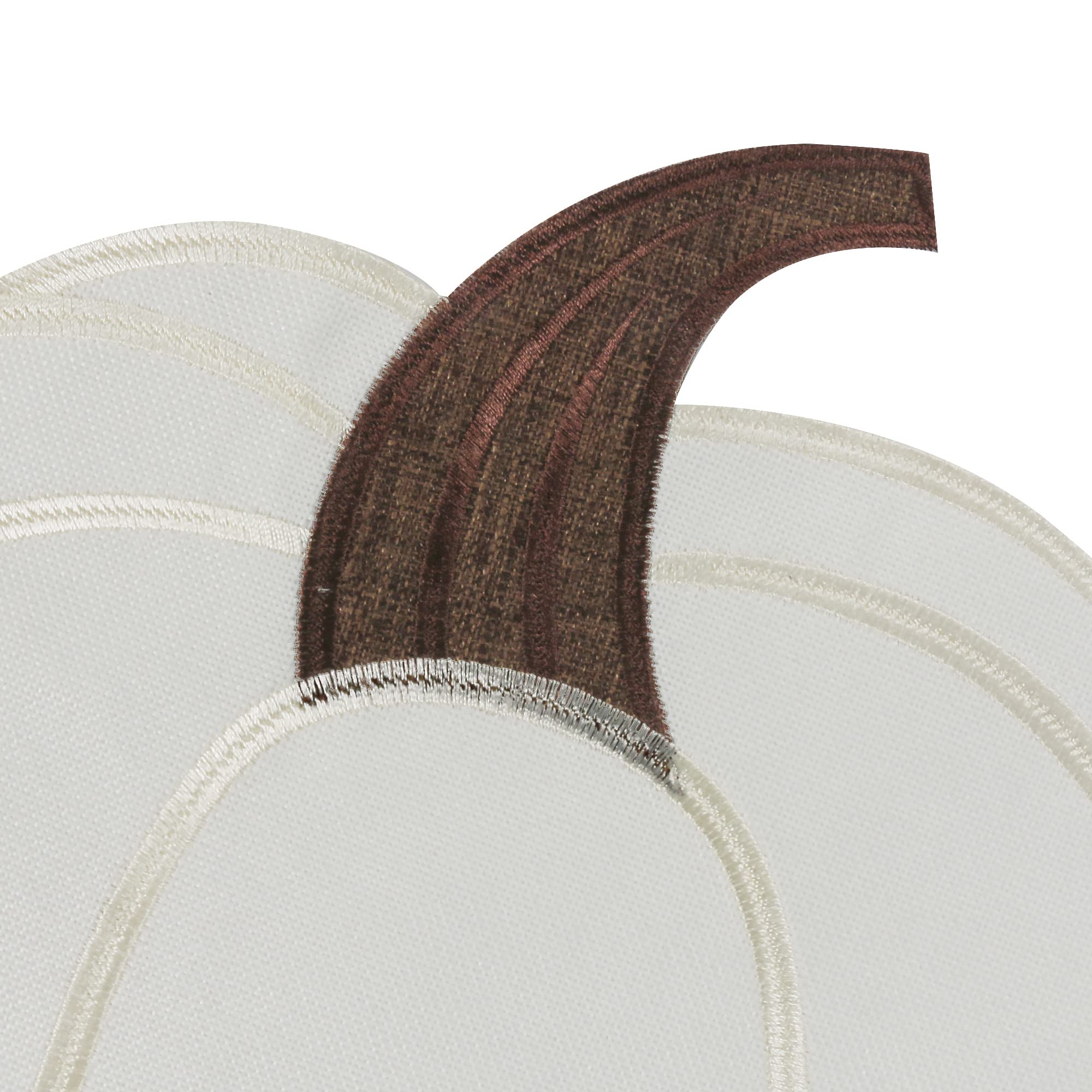 OWENIE Fall Placemats Set of 4, Thanksgiving Round Placemats with Embroidered Pumpkins, Harvest Placemat, Autumn Home Decor, Halloween Table Mats for Kitchen Dinning Table, Ivory, 15 Inch