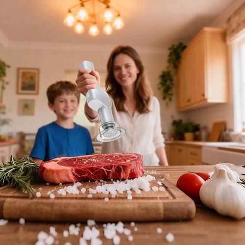 SIXRARI Electric Meat Tenderizer Tool, Adjustable 3 Speed Cordless Electric Meat Mallet, Powerful Motor, Easy to Clean, Kitchen Essentials for Tenderizing Steak/Beef/Chicken Chops and More (Silver)