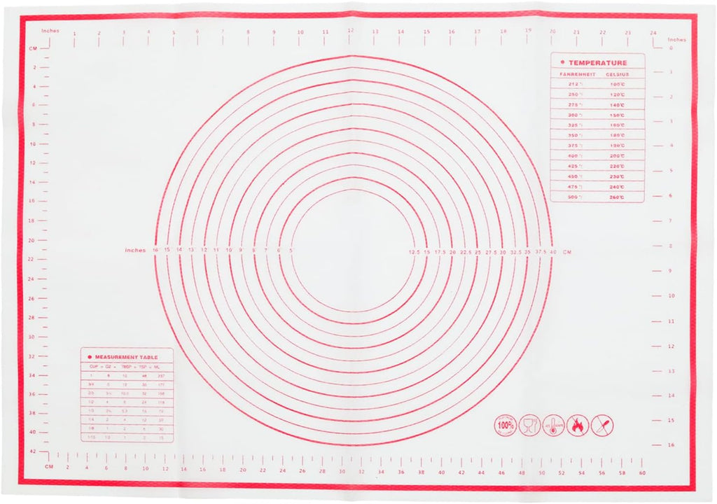 Skiennix Silicone Pastry Mat - Extra Large 20" x 28" Non-Slip Baking Mat with Measurements | Reusable Dough Sheet for Pizza & Pie (White)