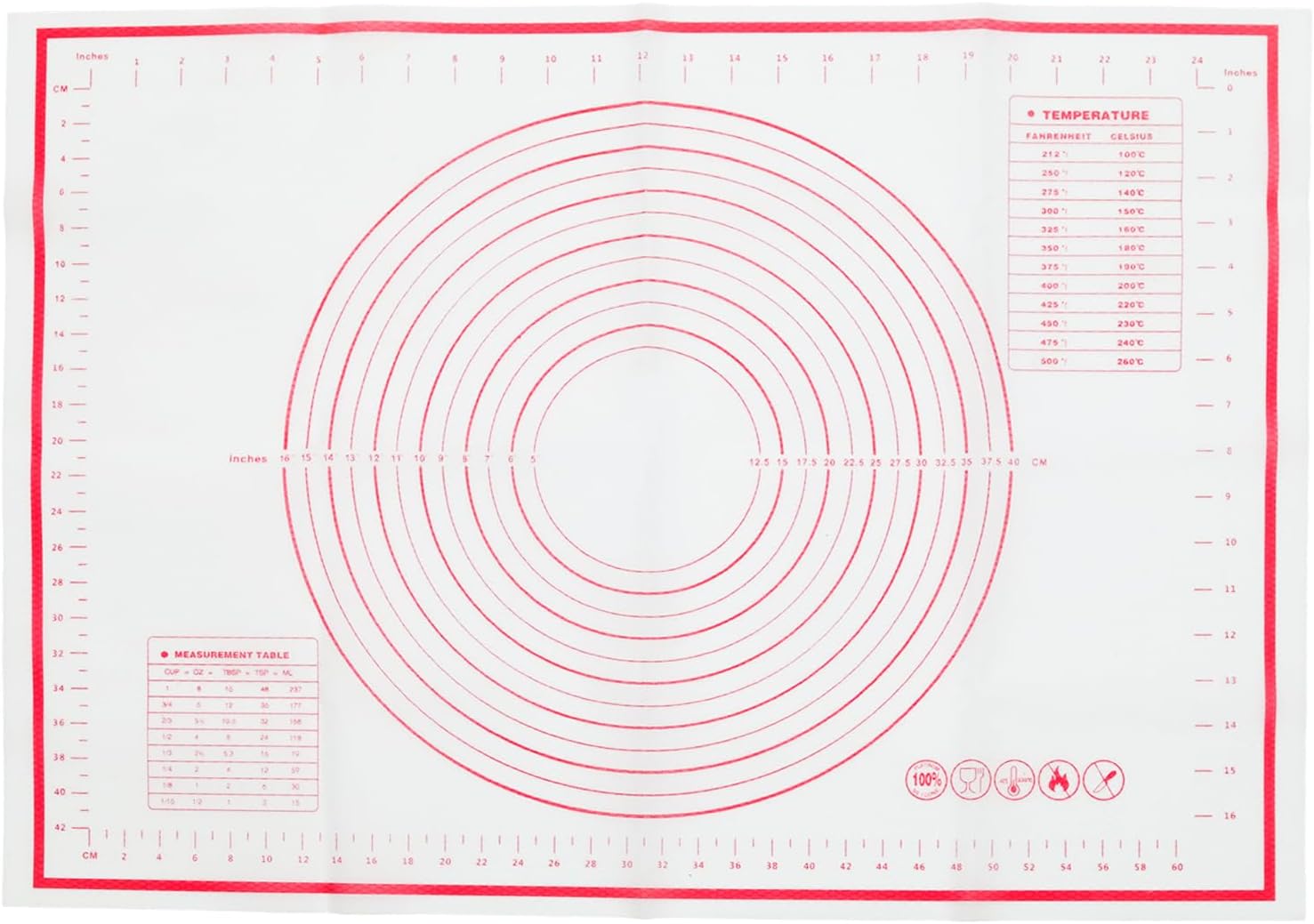 Skiennix Silicone Pastry Mat - Extra Large 20" x 28" Non-Slip Baking Mat with Measurements | Reusable Dough Sheet for Pizza & Pie (White)