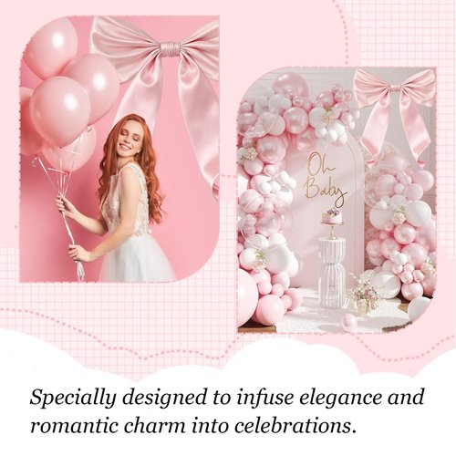 Daxolanz Large Pink Bow Decor 43 x 24 Inch – Romantic Bow Decoration for Love-Themed Parties, Coquette Room, Wedding, Bridal Shower & Photo Backdrop