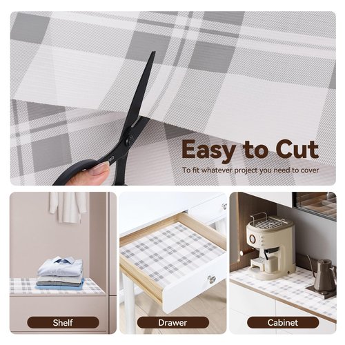 Drawer Shelf Liner for Kitchen Cabinets, Non Adhesive Slip Resistant Shelf Paper Easy to Clean, Strong Grip Thickened Waterproof Washable Mats for Pantry Shelves Cupboard Dresser(Grey, 24 in x 10 FT)