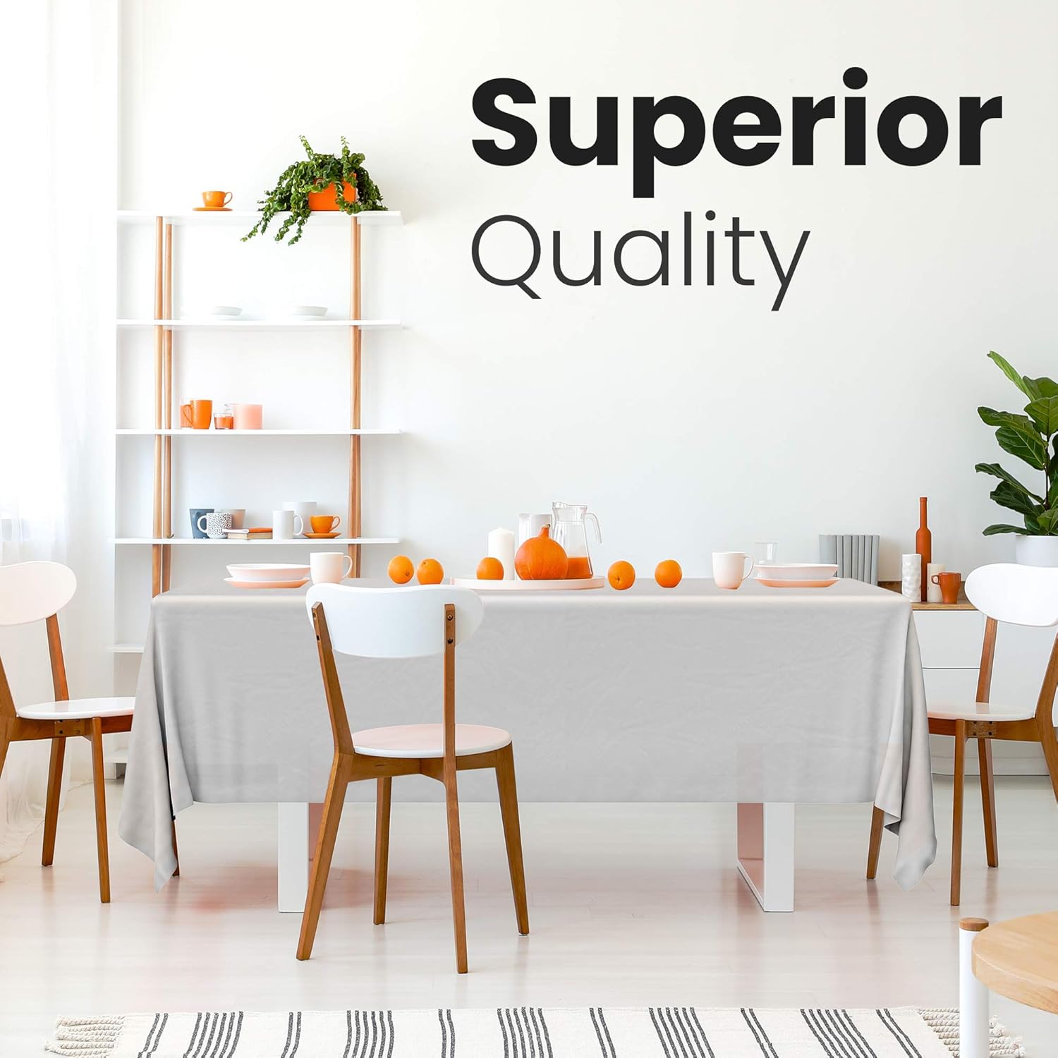 Premium White Plastic Tablecloths by [Brand Name] - 5 Pack Disposable Rectangle Covers | 108 x 54 in. for Parties & Weddings
