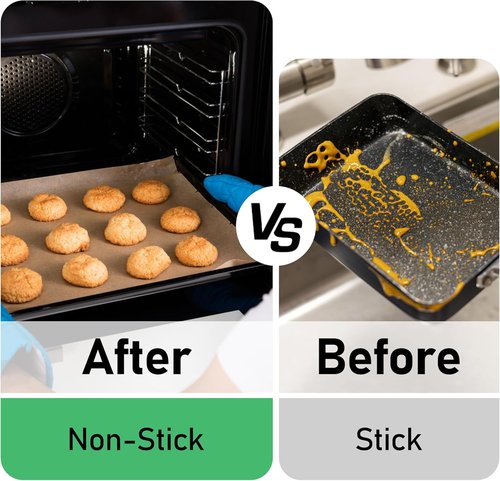 EcoDispose Non-Stick Precut Parchment Paper Baking Sheets - Half Pan Liners, Unbleached, 500 PCS (12-3/16" x 16-3/8")
