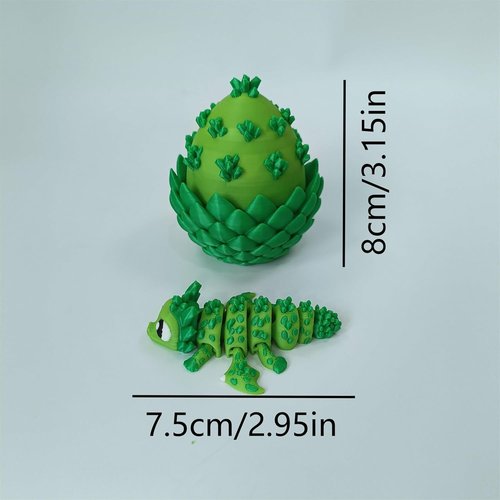 Enchanted 3D Egg - Handcrafted Collectible with Miniature Green Crystal Dragon & Egg | Fantasy Decor Gift