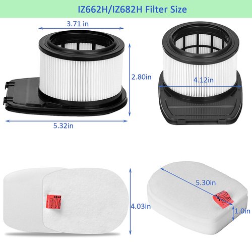 IZ662H IZ682H Filters for Shark Rocket Pet Pro IZ662H IZ682H Stick Vacuums, Include 2 Pack Filter and 4 Pack Foam and 4 Pack Felt Filter Kit