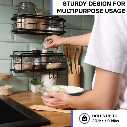 KINCMAX Premium Shower Caddy - 2-Pack Adhesive Organizer | Rustproof Stainless Steel, Matte Black Storage Shelves