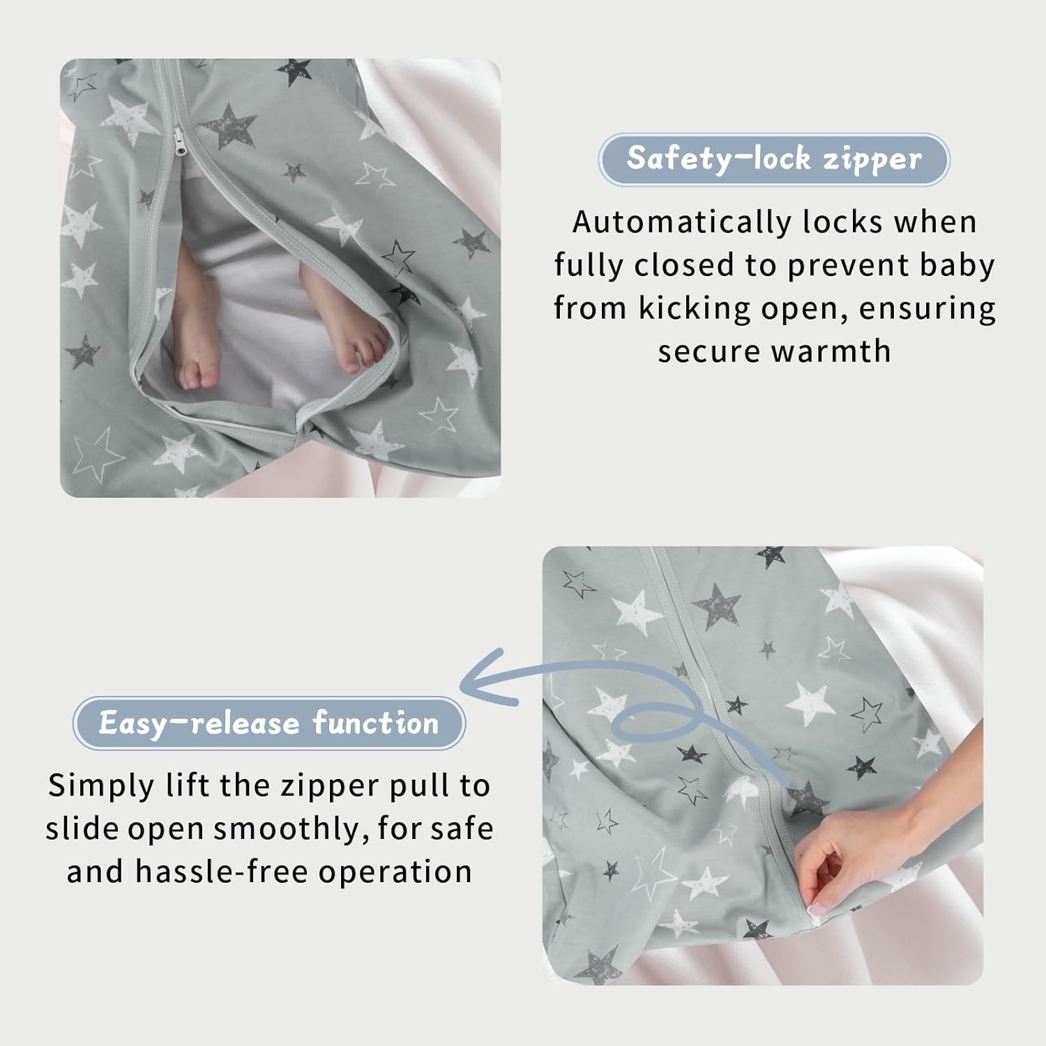 Skiennix Baby Sleep Sack | 100% Cotton Wearable Blanket for Newborns | 3-Pack, 2-Way Zipper, TOG 0.5