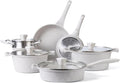 Country Kitchen Non-Stick Cast Aluminum Cookware Set - Durable 11-Piece Kitchen Essentials in Cream Rhombus