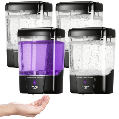4 Pack Automatic Soap Dispenser Wall Mount,Touchless Liquid Soap Dispenser,Battery Operated,600 ml / 20 oz Commercial Hand Detergent Dispenser for Office Home Kitchen School Bathroom Hotel Restaurant