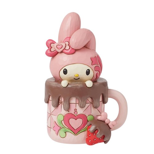Enesco Sanrio by Jim Shore My Melody in Hot Cocoa Cup Personality Pose Figurine- Stone Resin Hand Painted Crafted Collectible Hello Kitty Figurines Home Decor Statue, 5 Inch