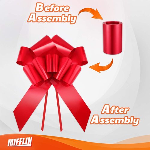 Mifflin-USA Big Car Bow - Matte Red 30 Inch Gift Bow | Giant Birthday & Christmas Car Decor with Suction Cups