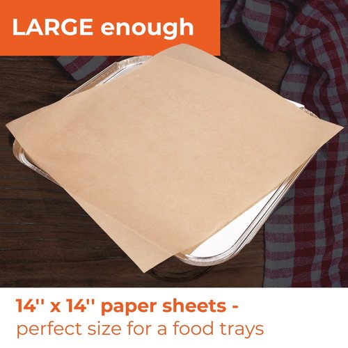 IDL Packaging 14" x 14" PFAS-Free Grease-Proof Paper Sheets, Pack of 1000, Natural Kraft - Microwave Safe Food Tray Liners - Grease-Absorbing Wrapping for Sandwiches, Cheeses, Hamburgers, etc.