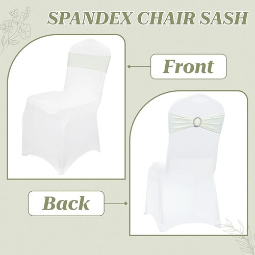 MDS Spandex Chair Sashes - Premium Stretch Covers with Buckle Slider for Weddings & Events | Ivory, Pack of 100
