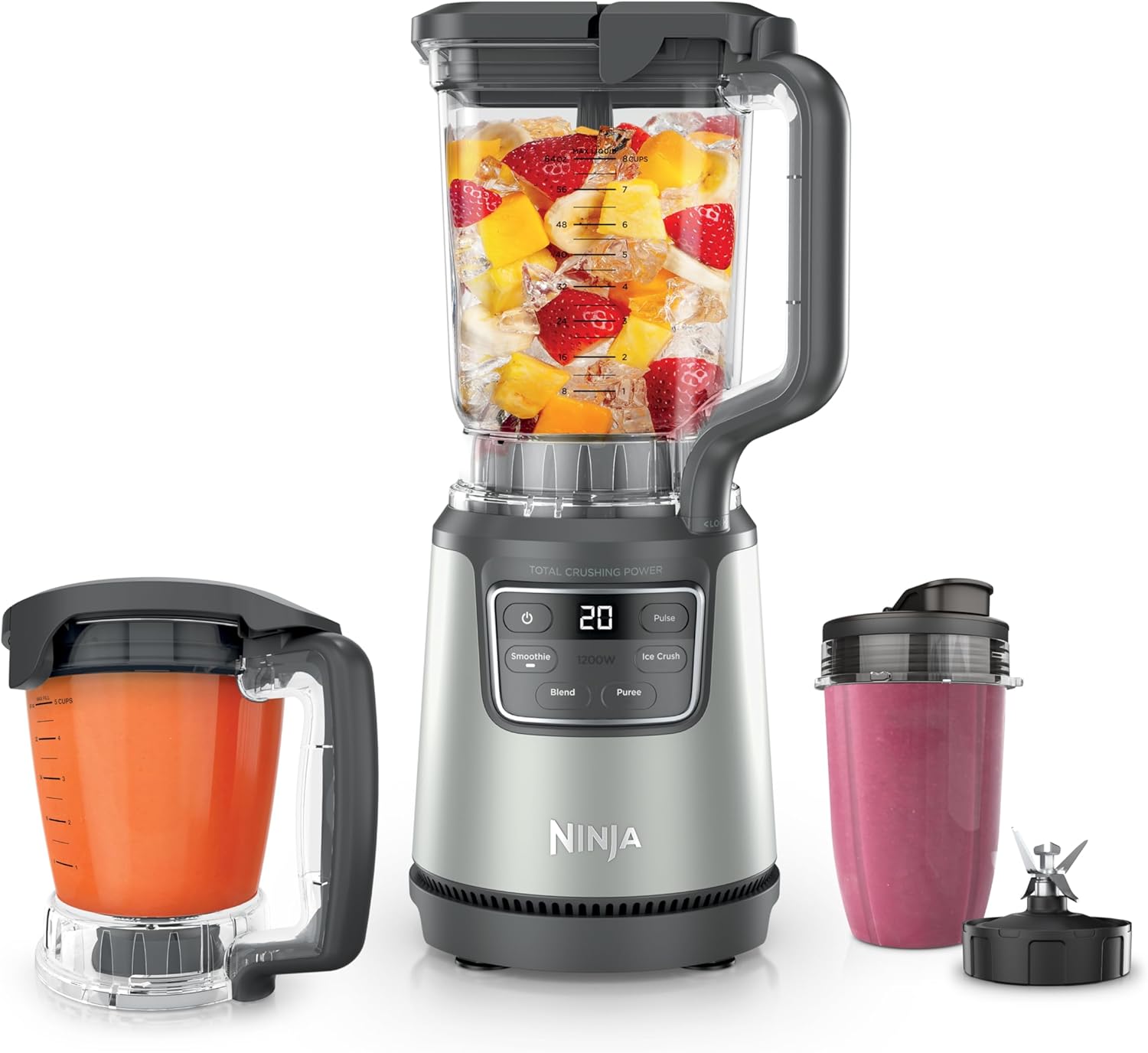 Ninja BlendPro Kitchen System - 72 oz Full-Size Blender & 5-Cup Food Processor | 1200 Watt, Beige | Total Crushing Tech & Smoothie Presets