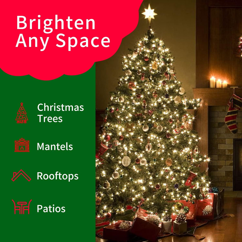 Skiennix Ultra-Bright Warm White Christmas Mini Lights - 100 LED | 19.6 Ft Indoor/Outdoor String Light Set