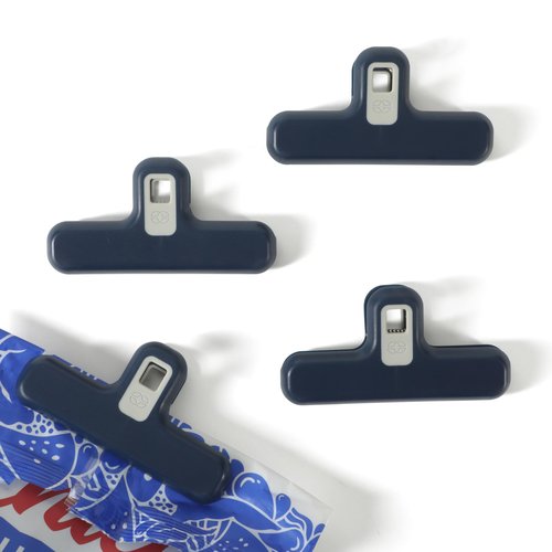 Calphalon Prime 4 Pack Polypropylene w/Thermoplastic Rubber Chip Bag Clips - Navy Blue