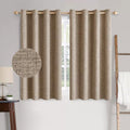 MIULEE 100% Blackout Linen Textured Curtains - Thermal Insulated Copper Brown Drapes | 52 x 63 Inch (2 Panels)