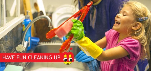 Mini Manos Learn & Play Kids Gloves ; Age Group 3-5; Fit - Palm Width 2.5 to 2.75 Inch ; Rubber Gloves 1 Pair