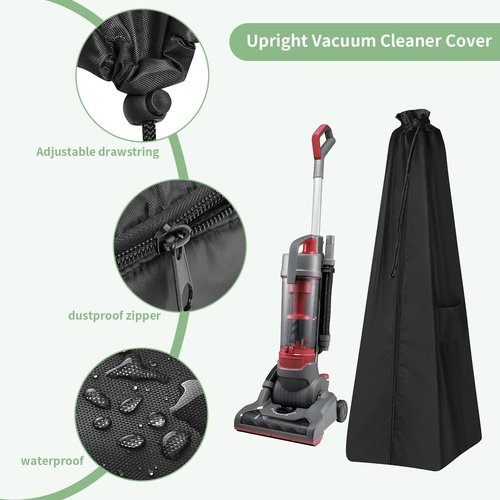 MUTUSHI Upright Vacuum Cleaner Storage Bag Household Sweeper Cleaner Protective Dust Bag Stand Vacuum Cleaner Pouch 15" L x 15" W x 48.5" H Black Only Cover