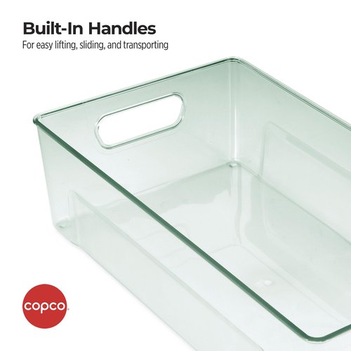 Copco Clear Storage Bin, for Kitchen, Fridge, Pantry, Laundry, and More, 14.4 x 7.9 x 4.07 Inch Clear Green