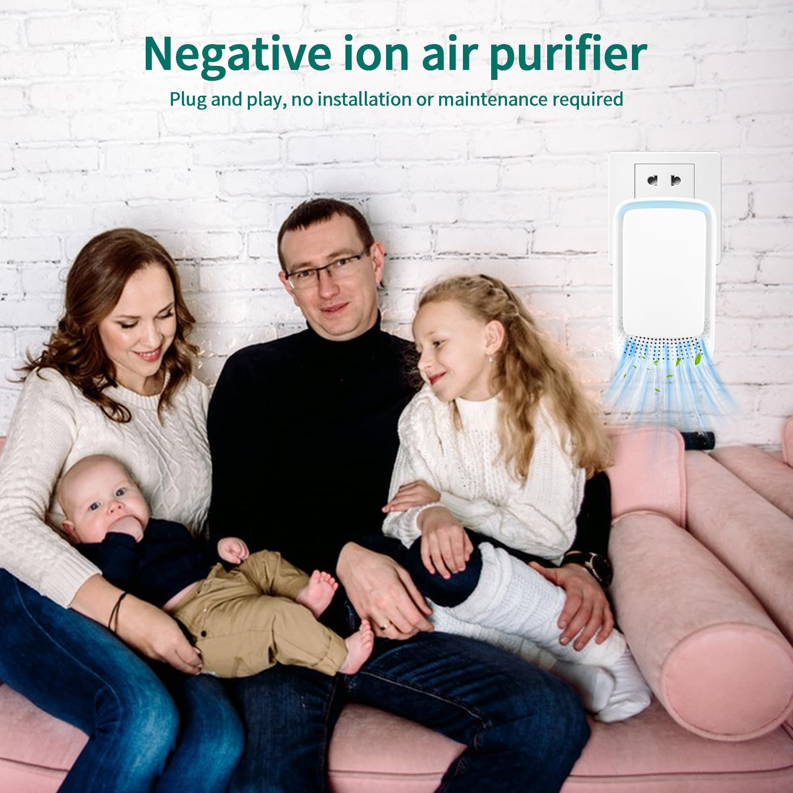Plug-In Ionic Air Purifier (4 Pack), Home Air Ionizer, Silent Filterless Air Purifier, Silent Filterless Air Purifier for Home, Portable Negative Ion Air Freshener for Pet Odors, Dust, and Smoke.