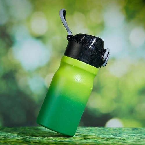BJPKPK 14oz Insulated Water Bottle - Stainless Steel Thermal Flask with Straw | BPA-Free, Leak-Proof, Bamboo Grove