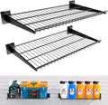 Heavy Duty Metal Slatwall Shelves by [Brand Name] - 24x16.5 Inch for Retail & Home Storage | 2 Pack, Black