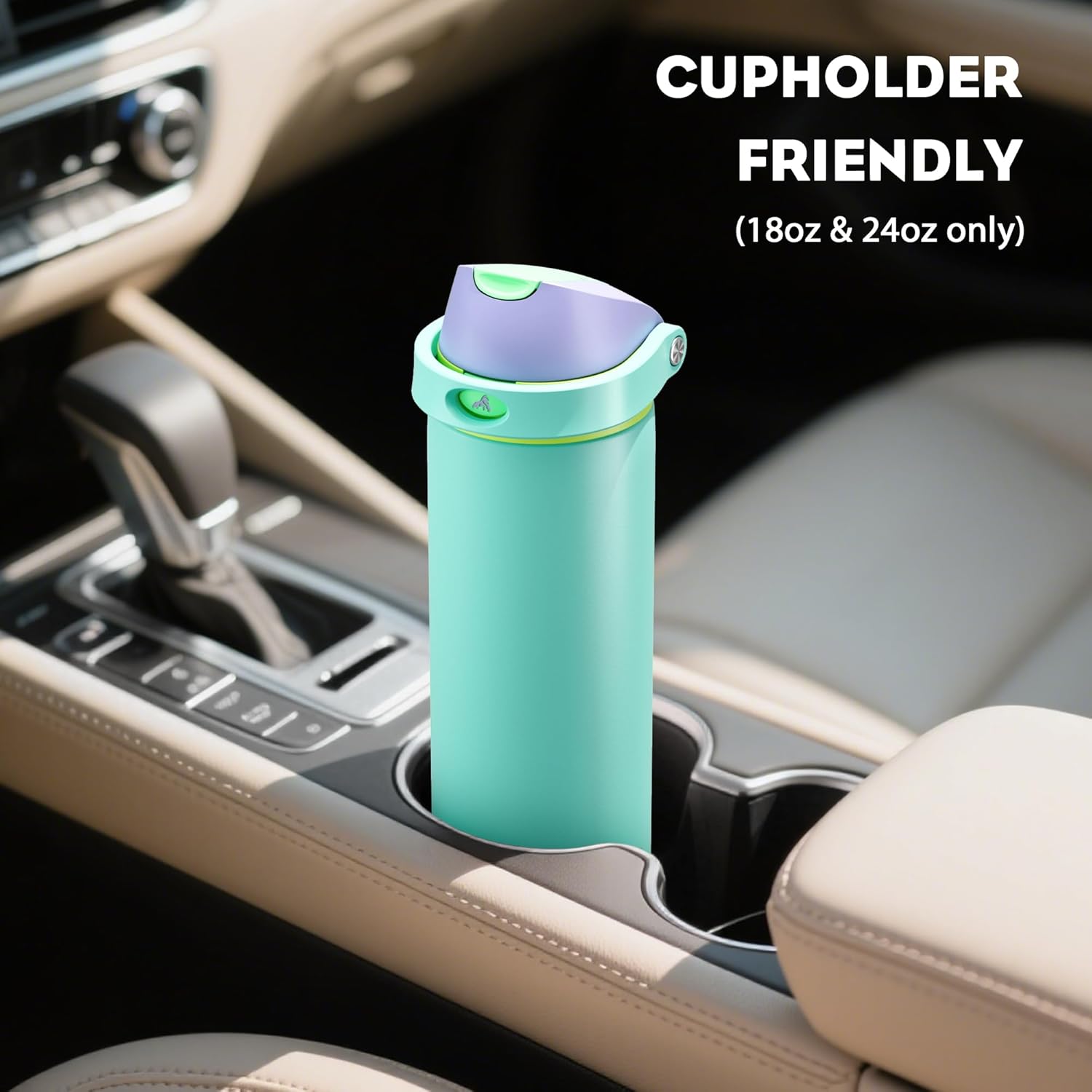 POWCAN Insulated Water Bottle - 18 oz Stainless Steel, 2-in-1 Spout & Straw, Leakproof, Fits Car Cup Holder - Sea Princess