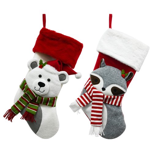EQURROY 2 Pack Christmas Stockings 20 Inch - Large Size Christmas Stockings with Polar Bear Design - Festive Xmas Stockings for Kids, Family, Party Decorations - Unique Gift for Christmas