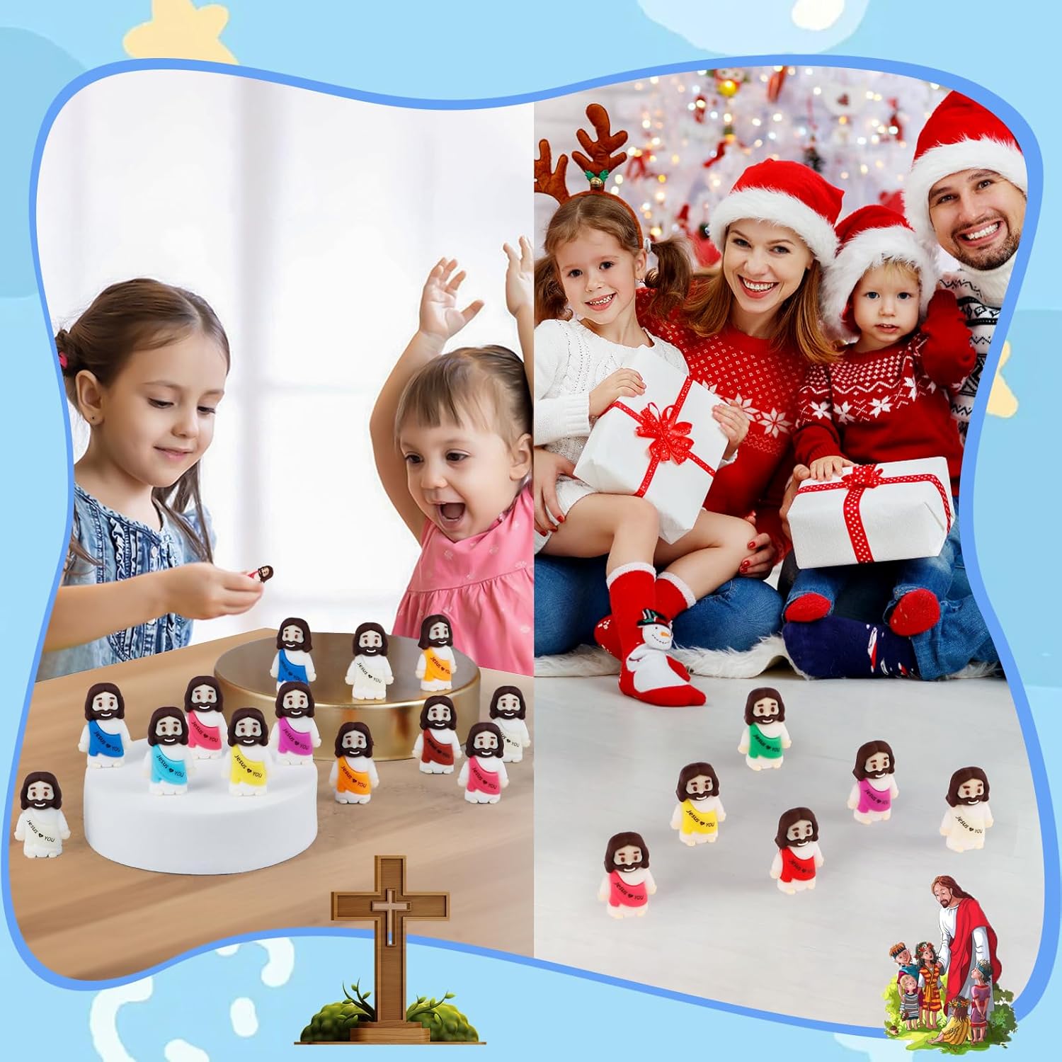 Skiennix 120PCS Mini Jesus Figurines - Colorful Tiny Religious Gifts for Easter Egg Stuffers | Perfect for Christian Women and Moms