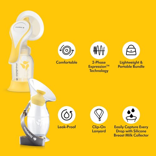 Medela Perfect Pair Bundle - Harmony Manual Breast Pump & Silicone Milk Collector | Lightweight, BPA-Free