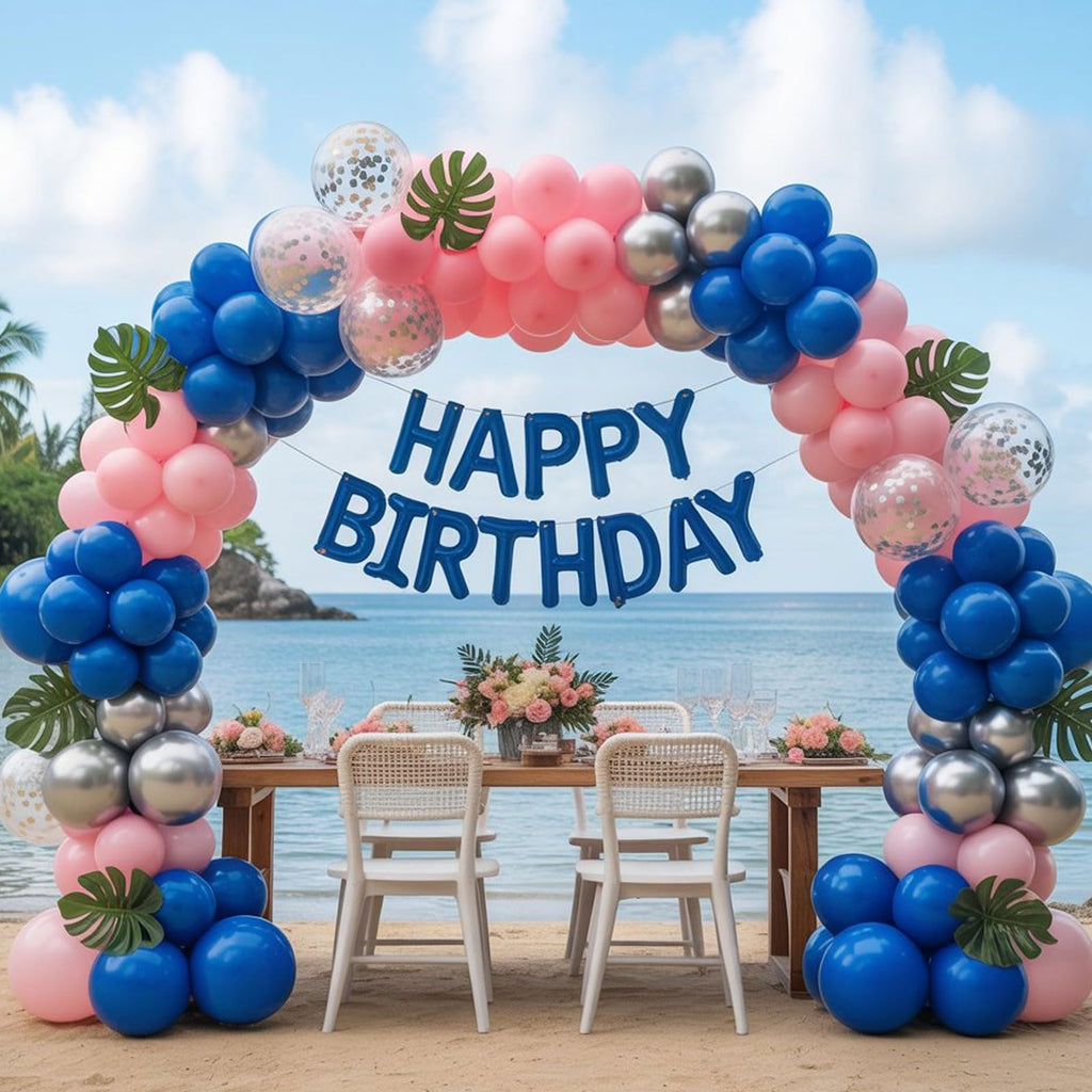 Paready Pink and Blue Balloon Set, 50Pcs Metallic Blue Pink Balloons, 12 Inch Pastel Confetti Royal Balloons for Kids Cartoon Baby Shower Gender Reveal Birthday Party Decorations