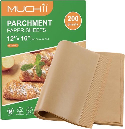 MUCHII Parchment Paper Sheets - 200 Non-Stick Baking Sheets, 12 x 16 Inch for Oven & Air Fryer