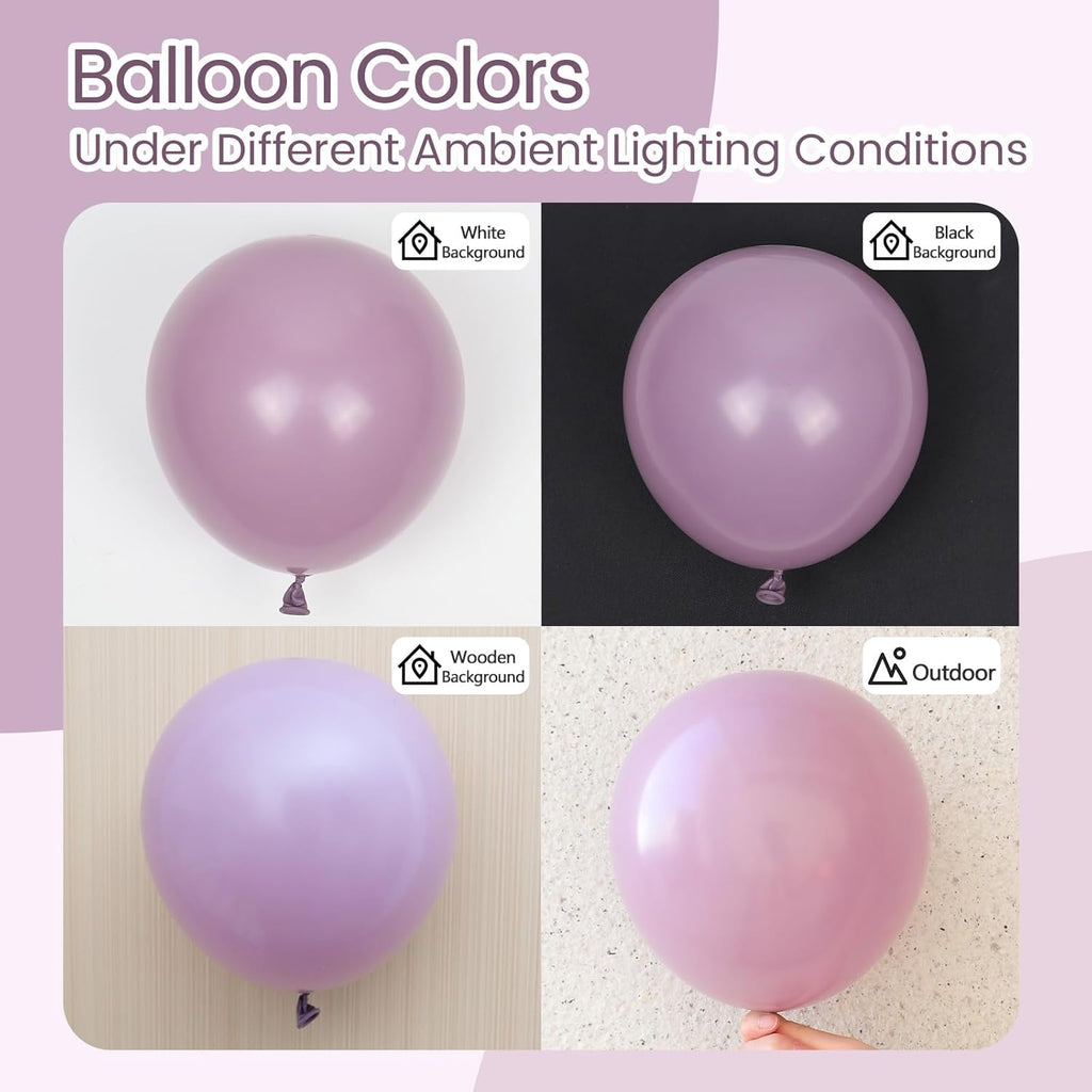 Skiennix Dusty Purple Balloon Set - 120 Pcs in 5-18 Inch Sizes | Perfect for Boho Bridal & Baby Showers