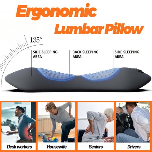 3 in 1 Lumbar Pillow，Smooth Triple Fusion Electric Back Massager with Vibration & Heat for Bed,Chair
